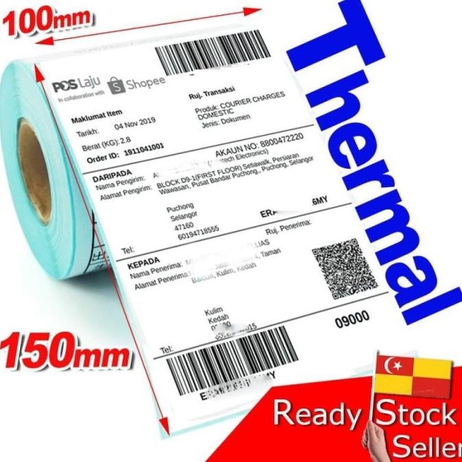 

Kertas Label Barcode 100 x 150 Kertas Stiker Thermal 100x150mm isi 300 murah
