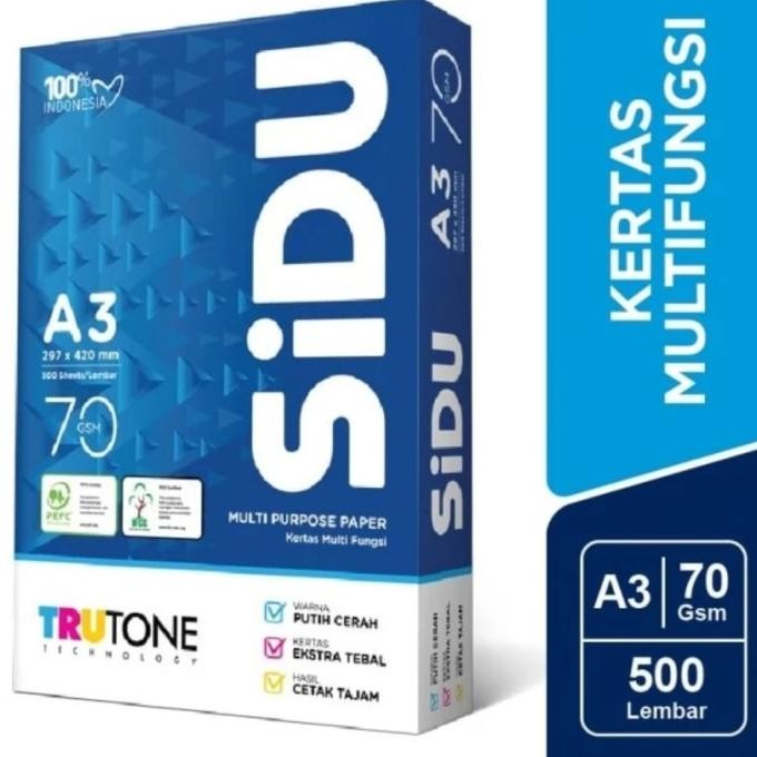 

Kertas HVS A3 70 gr SIDU / SINAR DUNIA murah