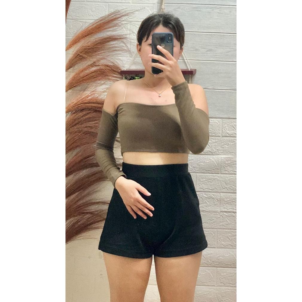 Longsleeve Korean Crop Top Tank Top Korea Kaos Lengan Panjang Rajut Baju Atasan Wanita Crop Tee B171