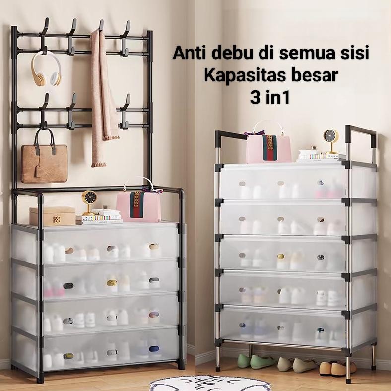 COD&Ready to ShipConfigear Rak Sepatu Tertutup Anti Debu Serbaguna, Gantungan Tas Pakaian/Rak Penyim