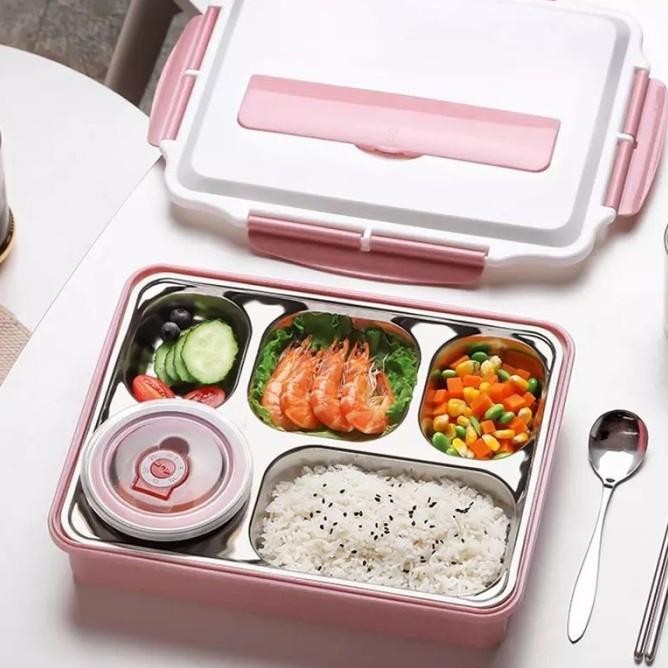 LUNCH BOX BENTO 5 SEKAT STAINLESS KOTAK BEKAL MAKAN