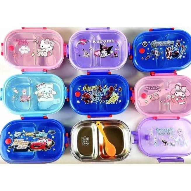 KOTAK MAKAN STAINLESS STEEL 304 / KOTAK MAKAN KARAKTER / ANTI TUMPAH KOTAK MAKAN ANAK SEKOLAH / KOTA