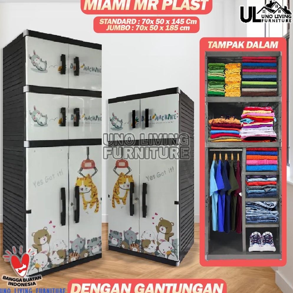 Jumbo Miami Orlando Gantung Lemari Plastik Susun Motif Karakter Lemari Plastik Kunci