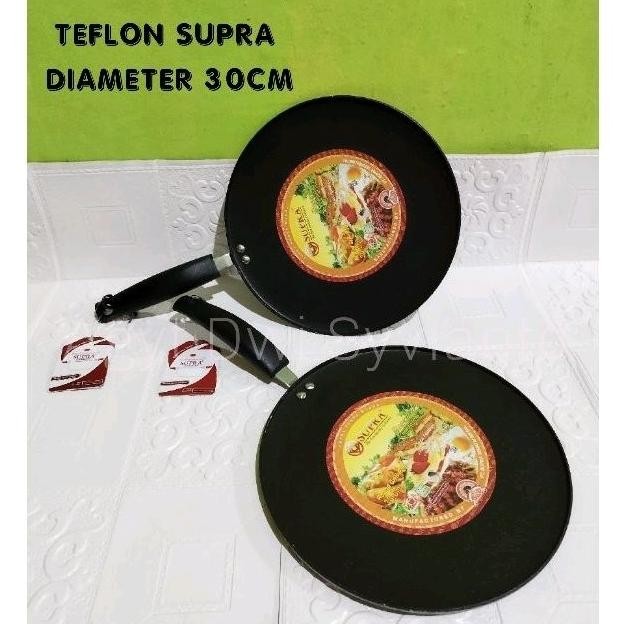 Supra Panggangan Teflon Round Grill 30 Cm Wajan Penggorengan Datar Anti Lengket