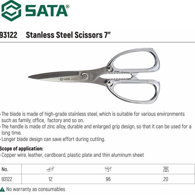 

GUNTING STAINLESS 93122 - STRONG STAINLESS STEEL SCISSORS SATA TOOLS
