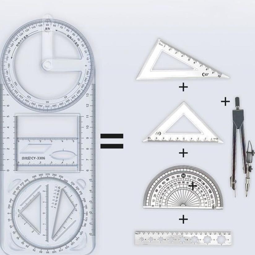 

[original] penggaris geometri multifungsi busur derajat / rotary geometric drawing ruler penggaris multifungsi geometri bisa diputar hadiah kreatif drawing ruler alat tulis sekolah kantor perlengkapan belajar alat ukur multifunctional drawing ruler