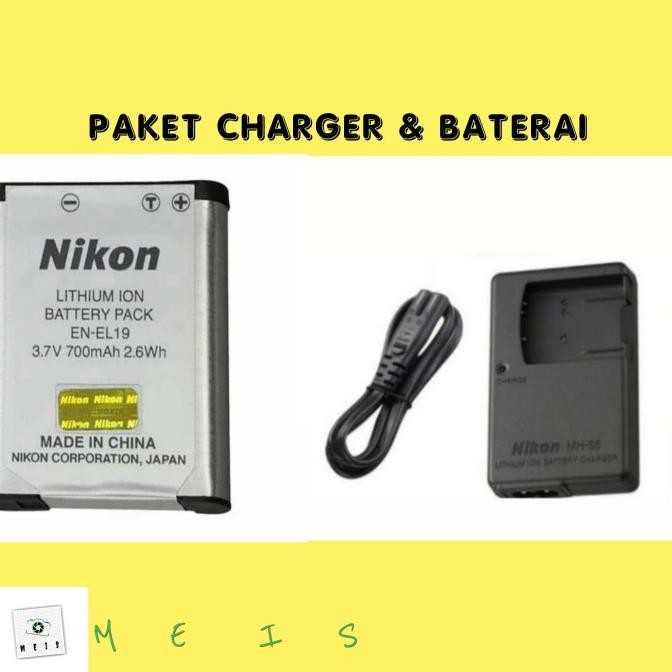 TERLARIS - Paket Charger & Baterai Nikon Coolpix S5200 S6400 S6500 batre casan