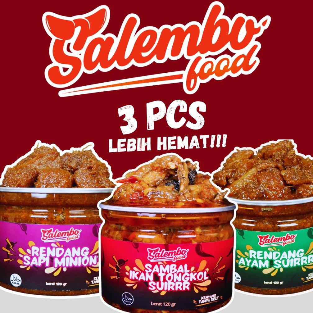 

READY STOK SalemboFood - Paket 3 Pcs Rendang Sapi Ayam Ikan Murah Siap kirim