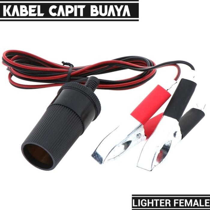 Kabel Jepit Buaya Besar Ke Aki Dengan Ujung Soket Lighter Pemantik