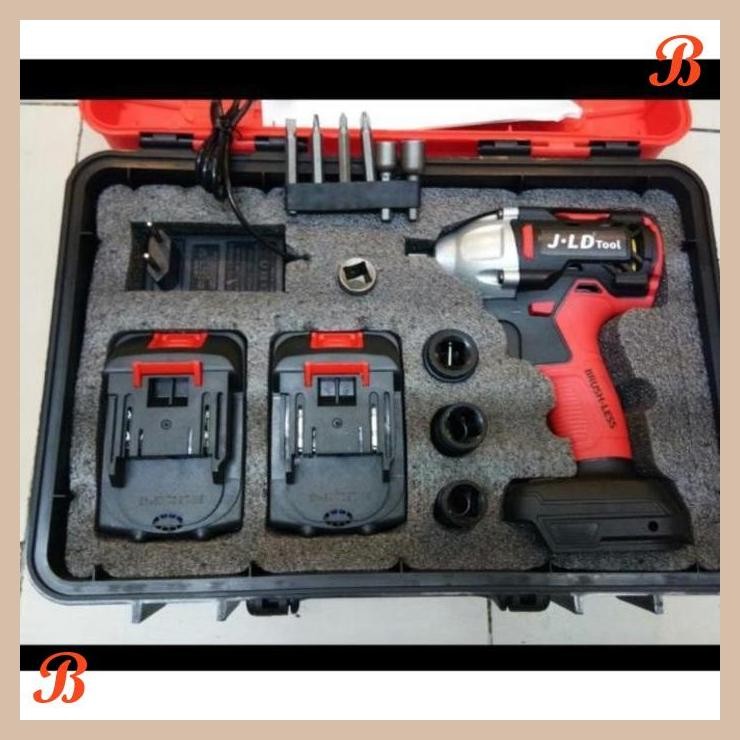 [DYT] PROMO JLD 2 BATERAY - IMPACT WRENCH JLD JV88 TERBARU MERAH BOX HITAM