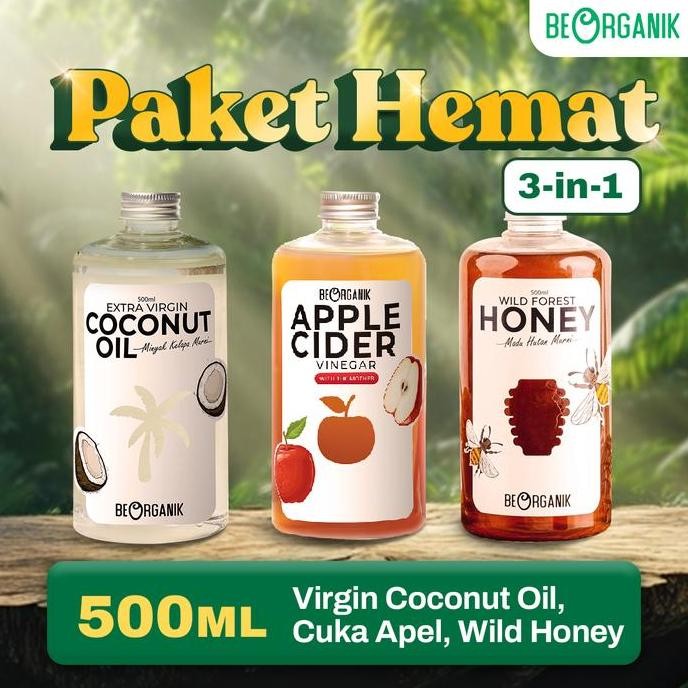 

STOK TERBATAS BEORGANIK HEALTHY & ENERGY BOOST PACKAGE - VIRGIN COCONUT OIL, APPLE CIDER VINEGAR, WILD HONEY - 250ML/500ML BOTOL - CUKA APEL, MADU, VCO