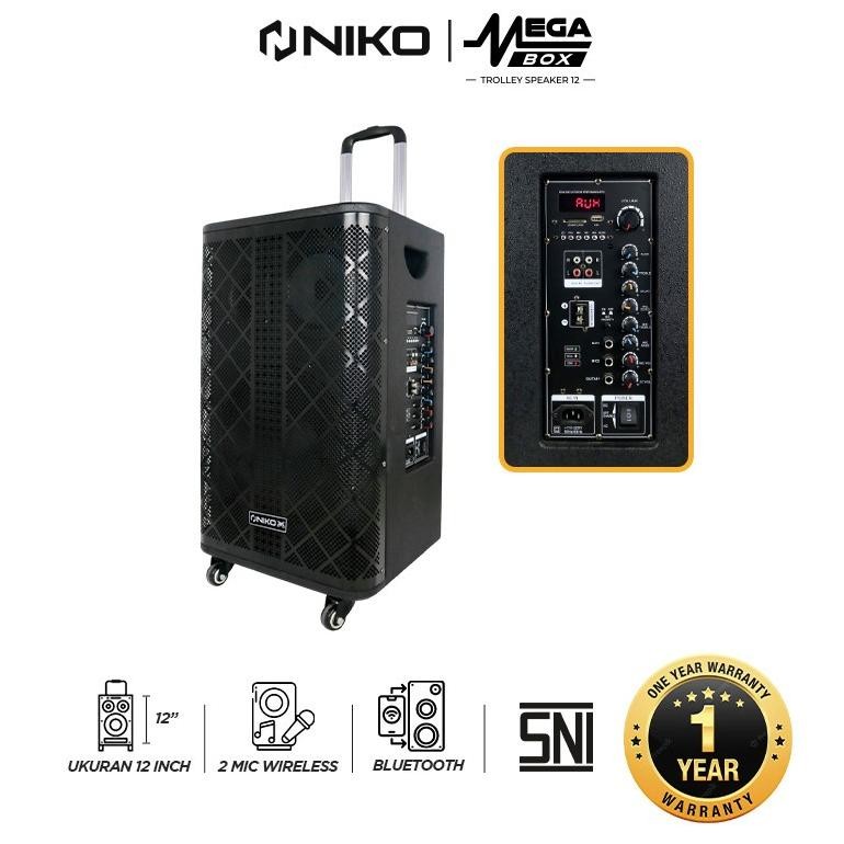 Niko Speaker Bluetooth Mega Box 12 & 15 Inch Free 2 Mic / Speaker Bluetooth Besar