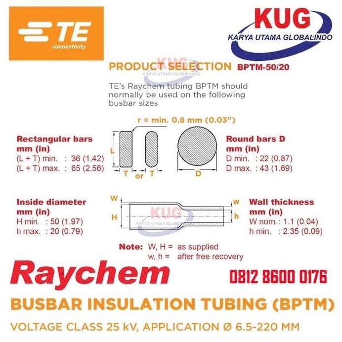 new BPTM 50/20. Raychem Busbar Insulation Tubing (BPTM) murah