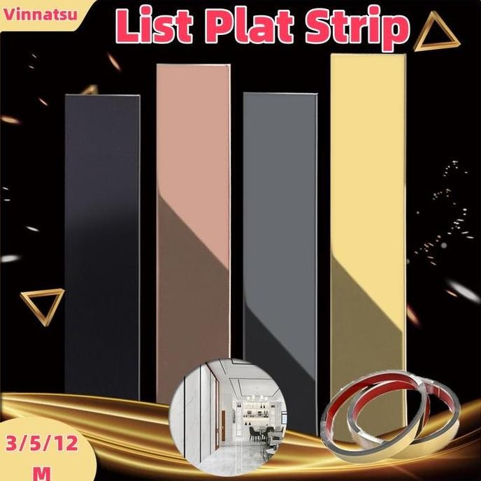 ready  [Vinnatsu] [2CM] List Plat Strip Mirror Gold Gold List Wallpaper Dinding Plat Strip Mirror Go