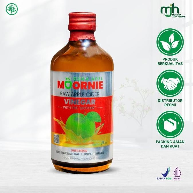 

STOK TERBATAS CUKA APEL MOORNIE | CUKA APEL MURNI | CUKA APEL WITH MOTHER ORIGINAL APPLE CIDER VINEGAR