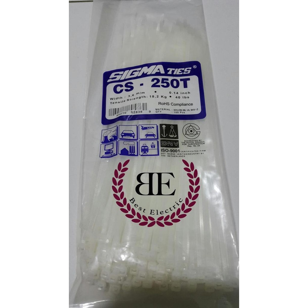 

tyS Kabel Ties / Kabel Tis / Cable Tie CS 250 T PUTIH 25 cm SIGMA CS250T