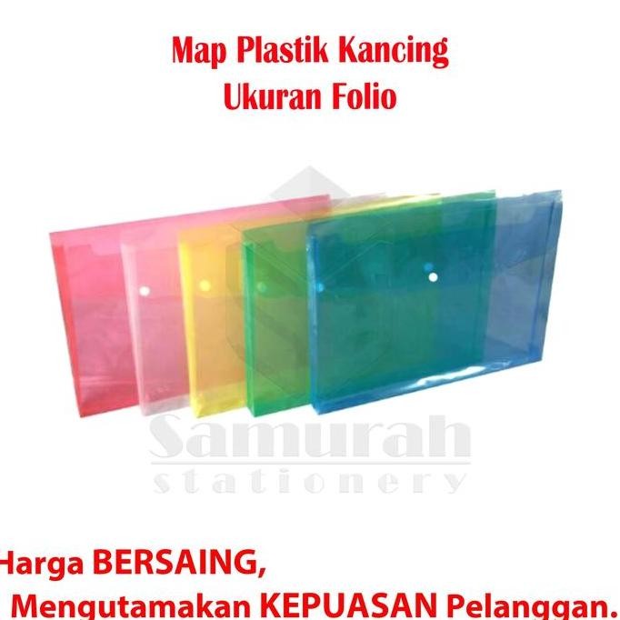 

tyS Map Plastik Kancing Folio Punggung Per Lusin / Map Plastik Tali ukuran F4 Transparant Clear isi 12 Pcs / Warna Transparant Bening - Biru - Merah - Kuning - Hijau
