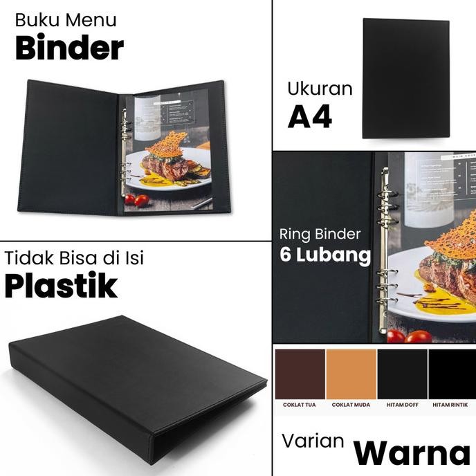 

tyS Buku Menu Jakarta - Buku Menu Kulit Ring Binder 6 lubang (TANPA PLASTIK) A4 Hitam, Coklat Muda, Coklat Tua - Cafe, Coffee Shop, Restoran, Hotel
