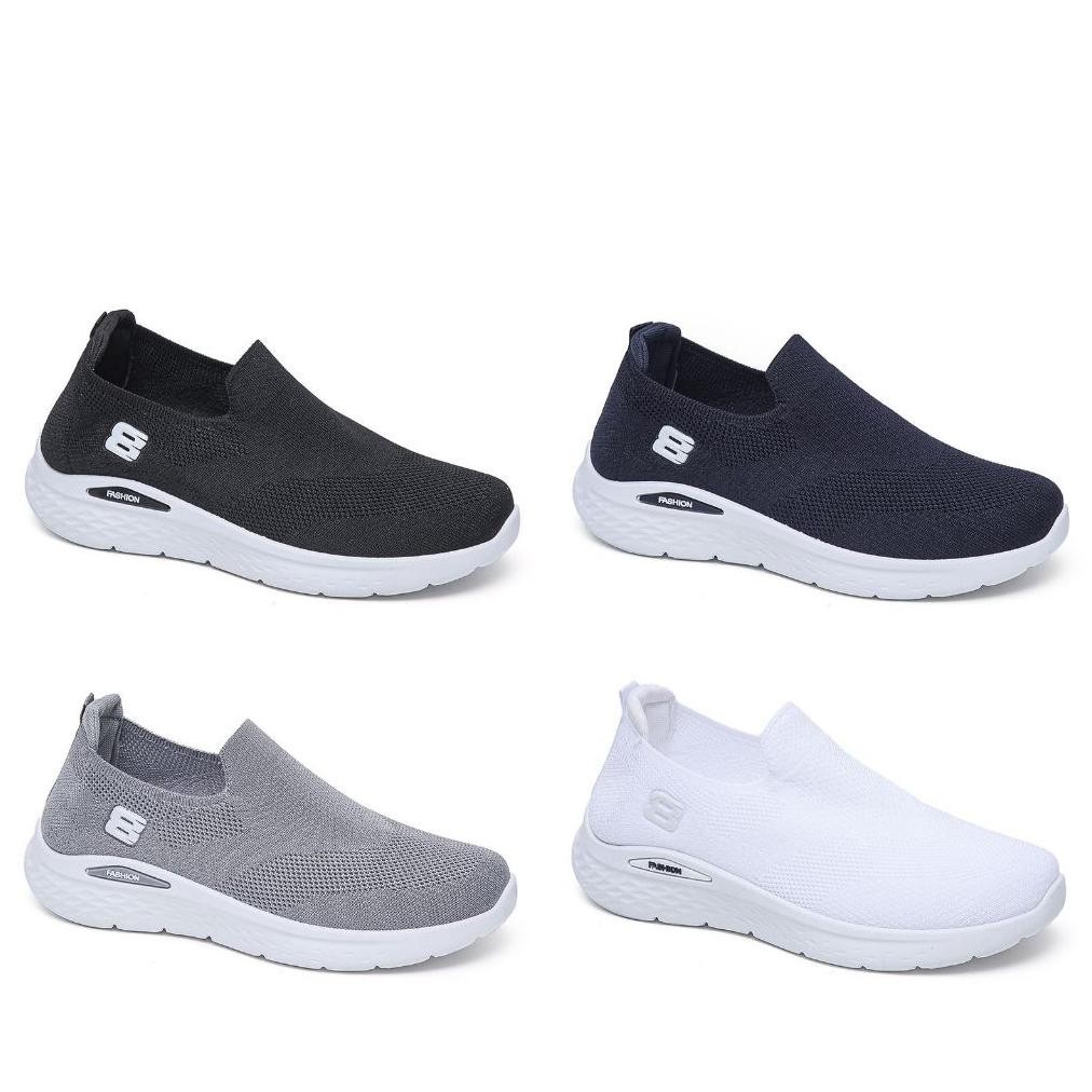 Sepatu Slip On Pria Casual Tanpa Tali Putih 046
