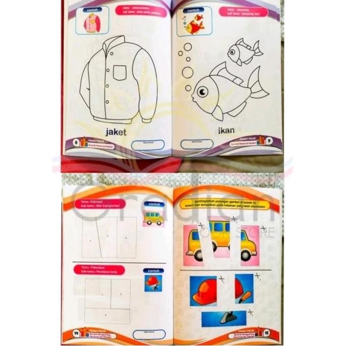 

tyS Paket Lengkap 6 Buku Materi Paud / Mengenal Huruf Angka Hijaiyah Mewarnai Menarik Garis Menggunting Mencocok dan Menempel