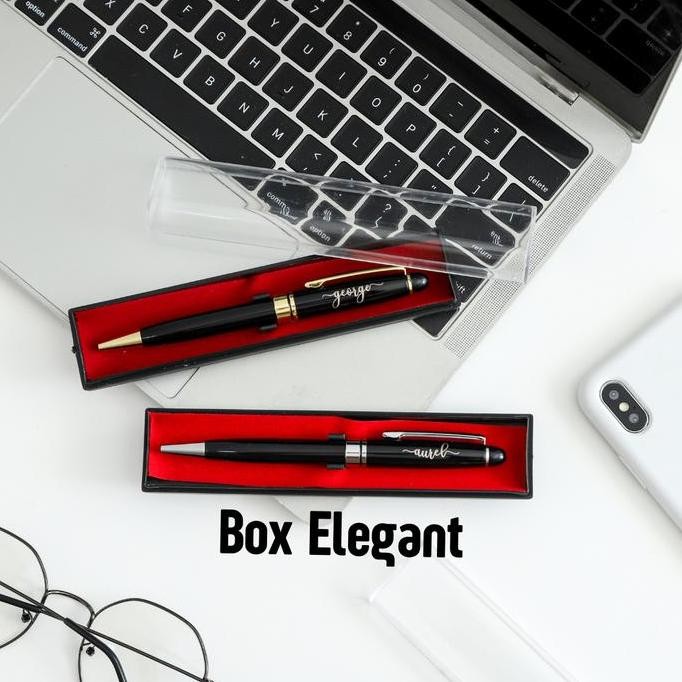

tyS Pulpen Estetik Pen Bolpoin Custom Nama dan Logo + Box untuk souvenir kado hadiah Metal Stationery