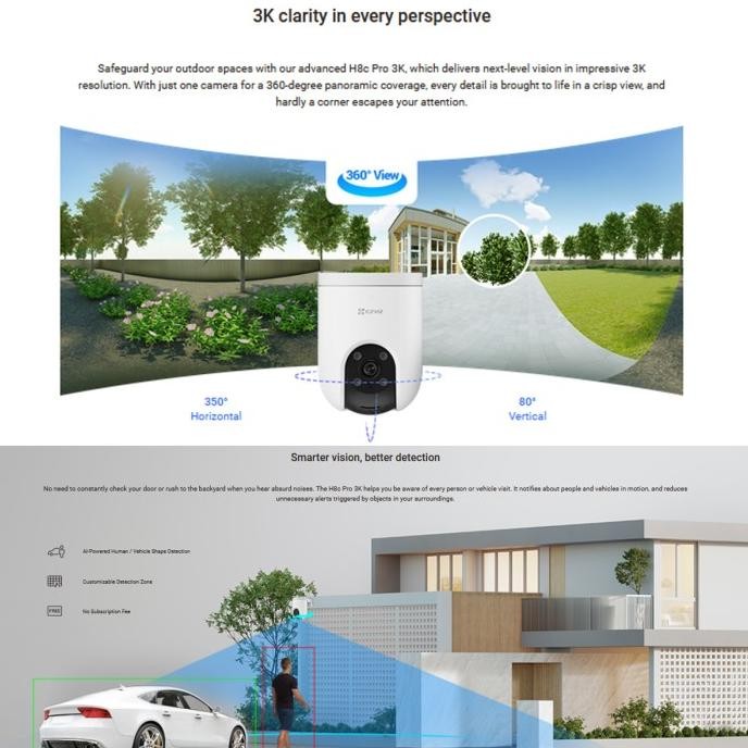 Ezviz H8C Pro 5MP 3K Outdoor Rotate 360 - Smart CCTV Wifi Wireless Camera Smart IP Cam Hikvision Hik