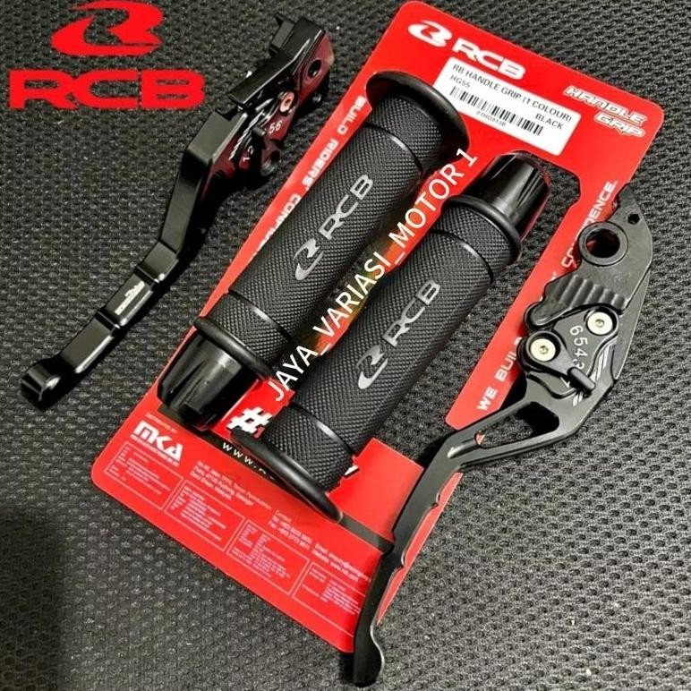 terlaris paket set 3in1 rcb original handgrip hg55 + jalu stang cnc + handle rem stelan cnc / nmax a