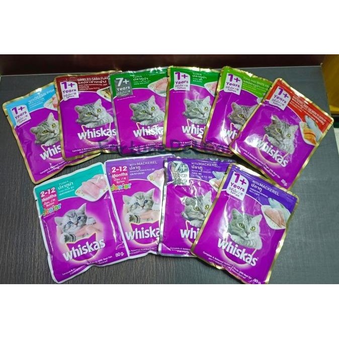 Whiskas Pouch 80 gram (1 Dus) - Whiskas Makanan Kucing Basah Pouch