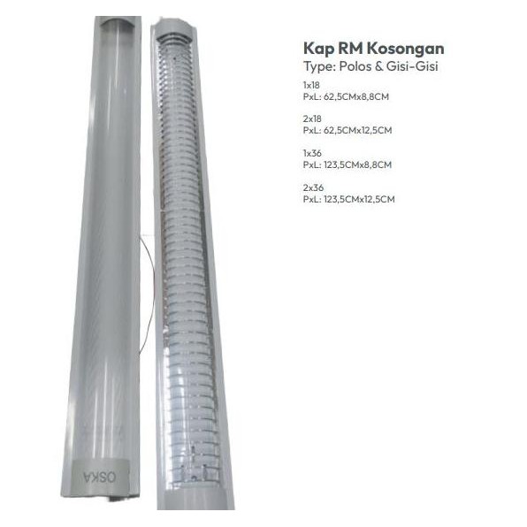 New kap rm outbow tl t8 led mika polos kisi-kisi garis  1x36 2x36 120cm