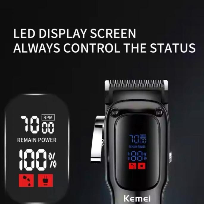 Sale Alat Cukur Rambut Kemei Km-1550 Professional Hair Clipper Charging Usb Tipe C Display Led Mesin