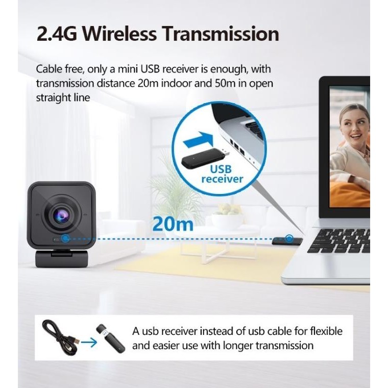 New Hosodo Hsd-P100 Wireless Webcam Full Hd For Meeting Streaming New Stok