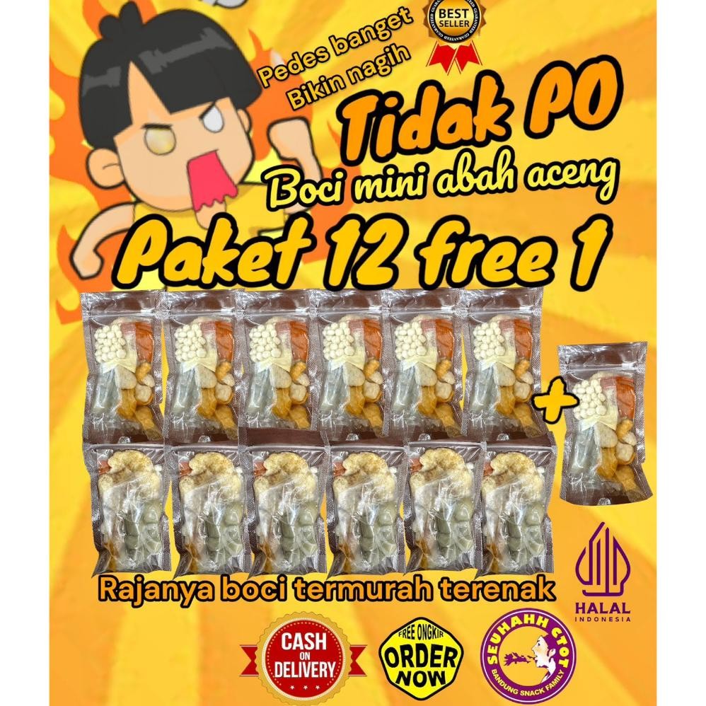 

READY STOK Paket 12 + Free 1 Bungkus Baso Aci Mini Polos Abah Aceng Tanpa Jeruk Limau Siap kirim