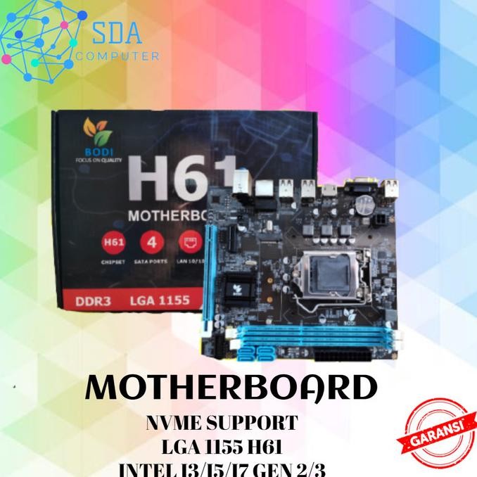 Sale Mobo Free Prosesor Mainboard H61 Socket Lga 1155