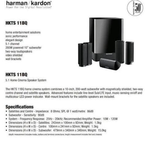 Terlaris Harman Kardon Hkts11Bq / Hkts-11 Bq / Hkts11 Bq Home Theater Speaker