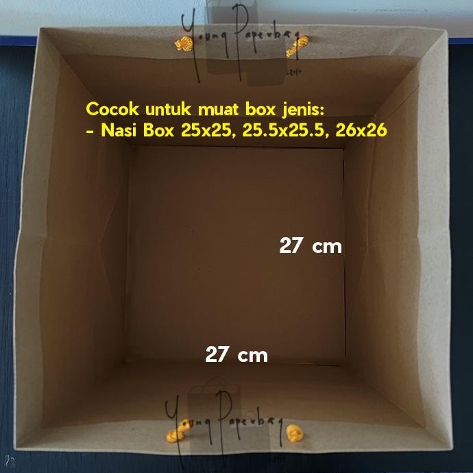 

Ew-45 Paper Bag Kue/Nasi/Besek Box Polos Brown Kraft 27 X 27 X 30 150Gsm