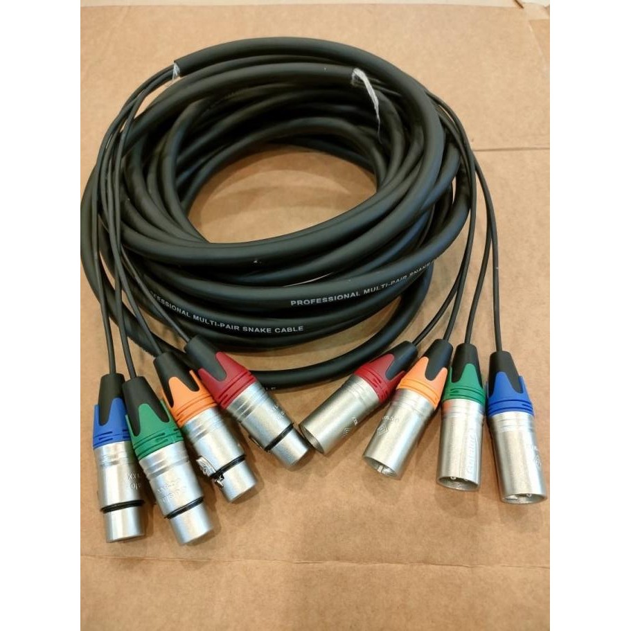 20 Meter Kabel Snake Isi 4 Ch Lengkap+Konektor Male To Female New Stok