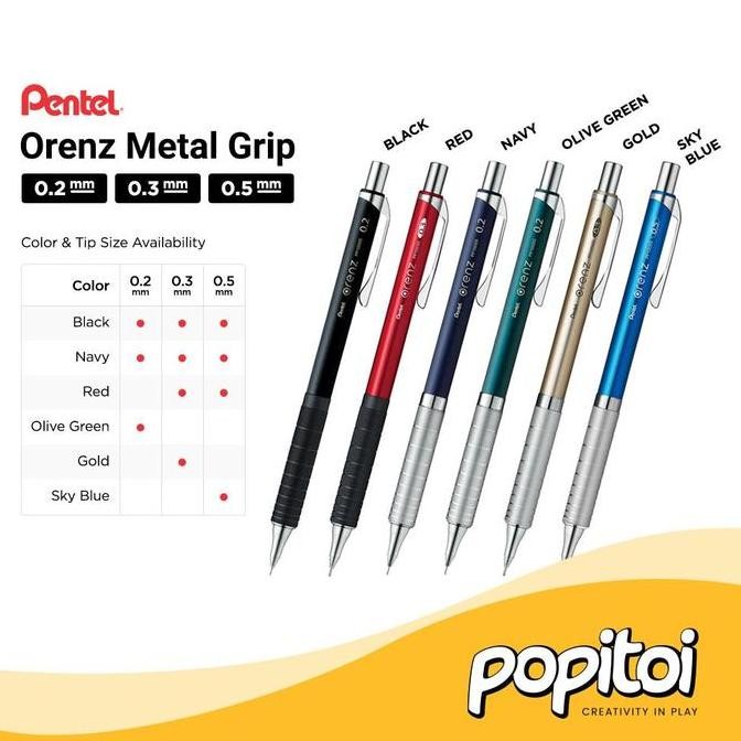 

BEBAS ONGKIR - Pentel Orenz Metal Grip Mechanical Pencil 0.2 mm 0.3 mm 0.5 mm