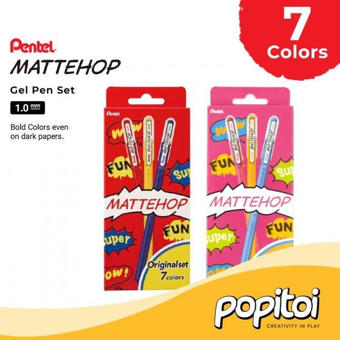 

NEW Pentel Mattehop Gel Pen Set 1.0 mm Pulpen Warna Warni