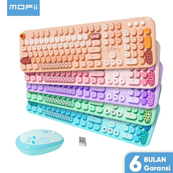 Mofii Keyboard Wireless Dan Mouse Wireless Set Lovely New Stok