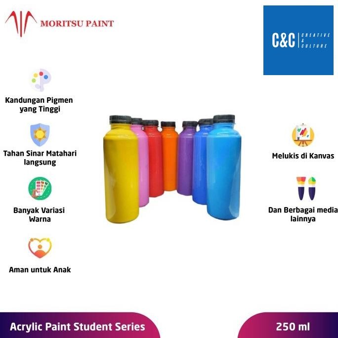 

redi Cat Akrilik Moritsu 250ml Edisi Pelajar (Lebih Ekonomis dan Lebih Banyak Warna) - Moritsu Acrylic Paint 250ml Student Edition