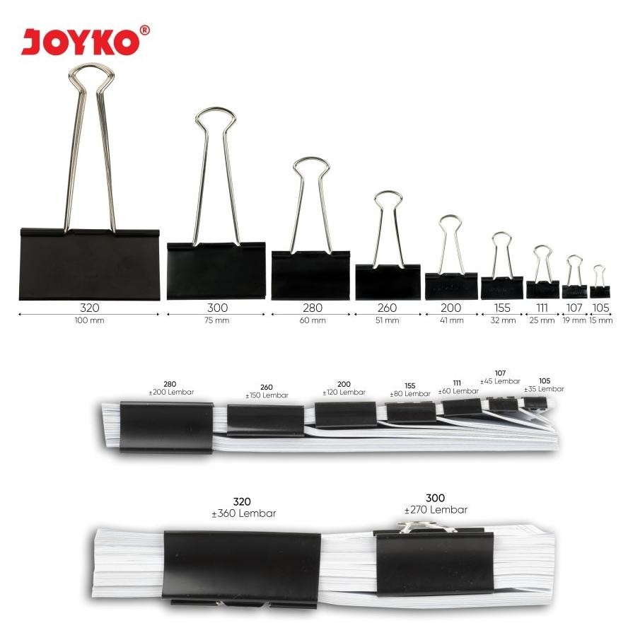 

HRN-813 yui-7 Joyko Binder Clip Kecil Dan Sedang No 105-260 Hitam Original Per Kotak / Klip Binder Penjepit Kertas Kecil Penjepit Kertas Sedang Joyko Hitam Per Kotak Sale Viral