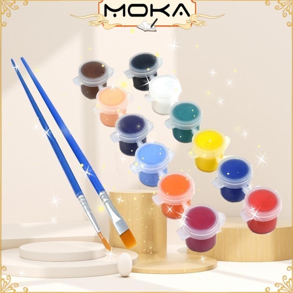 

redi Moka Cat Lukis Akrilik Mini Ukuran 3ml isi 6, 12 dan 18 Warna Terang Free Kuas MKA178