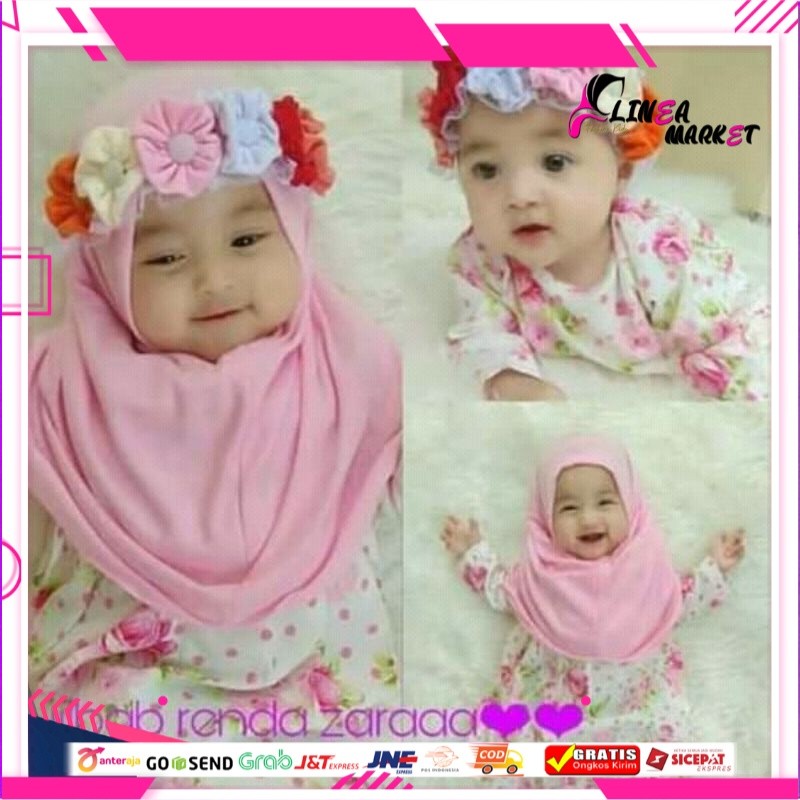 Kerudung / hijab anak instant 4 bunga / Jilbab bayi kekinian lucu