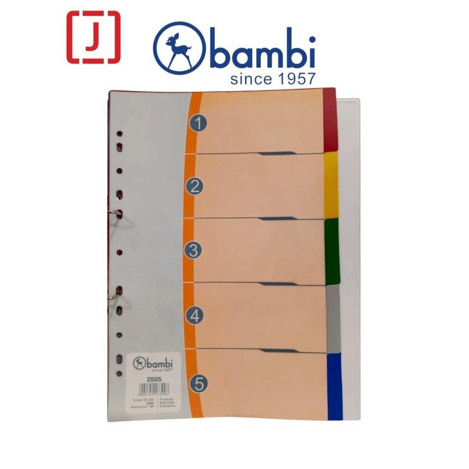 

new !!! Bambi Divider Plastik Folio 5 Warna 2505 Pembatas Binder Plastik F4 Stationery murah