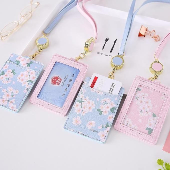 

new !!! Name Tag ID Card Holder Flower Lanyard Bunga Lanyard NameTag Office stuff murah
