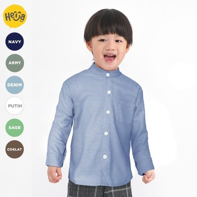 KEMEJA KOKO ANAK LENGAN PANJANG COUPLE AYAH - BIRU MUDA DENIM | NOVUS