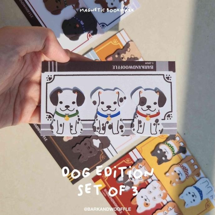 

new !!! Bark and Wooffle Dog Collections (Set of 3) Magnetic Bookmark murah
