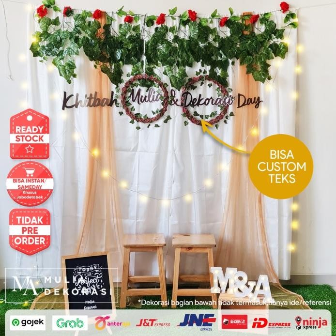 ready  Dekorasi Lamaran Tunangan Backdrop Nikahan Aqiqah Khitan Paket BB murah