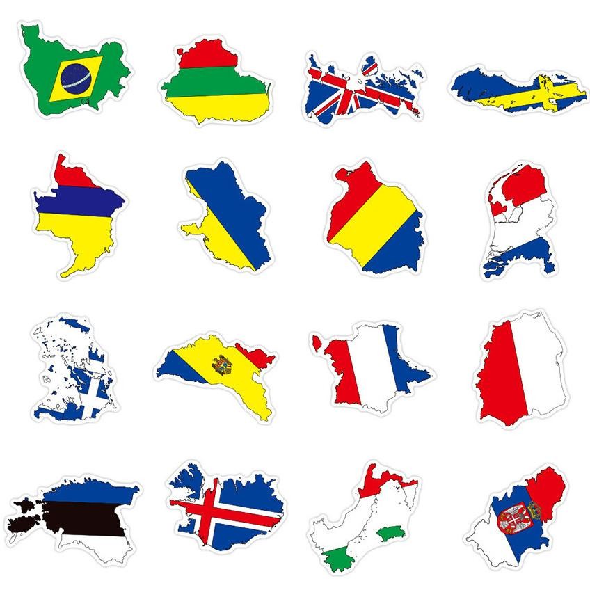 

Premium 50Pcs Sticker Pack National Flag Map / Koper, Tablet, Buku Catatan, Mug Stiker Peta Negara-Negara Di Dunia Yang Kreatif High Quality