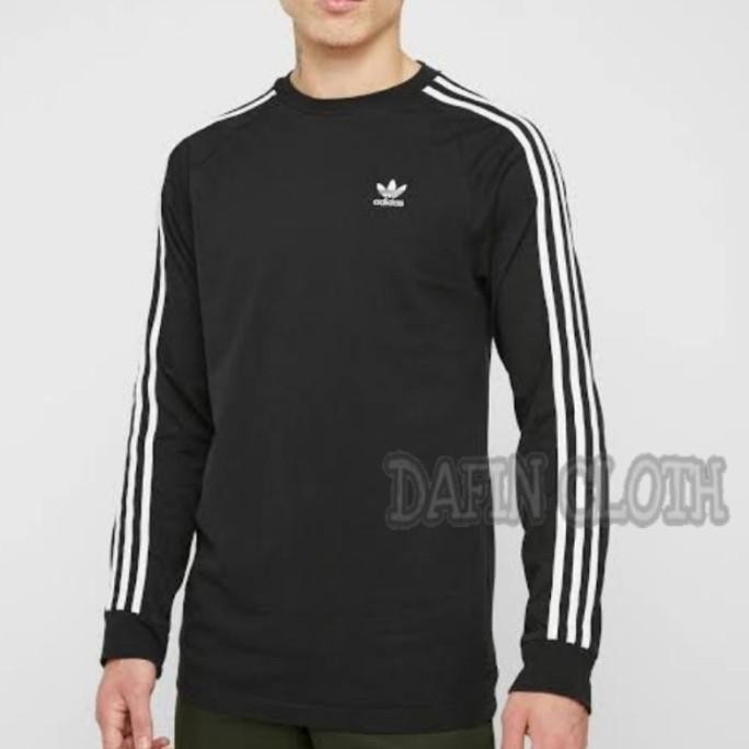new  Kaos Pria Baju Tshirt Lengan Panjang Long Strip Adidas Davs murah